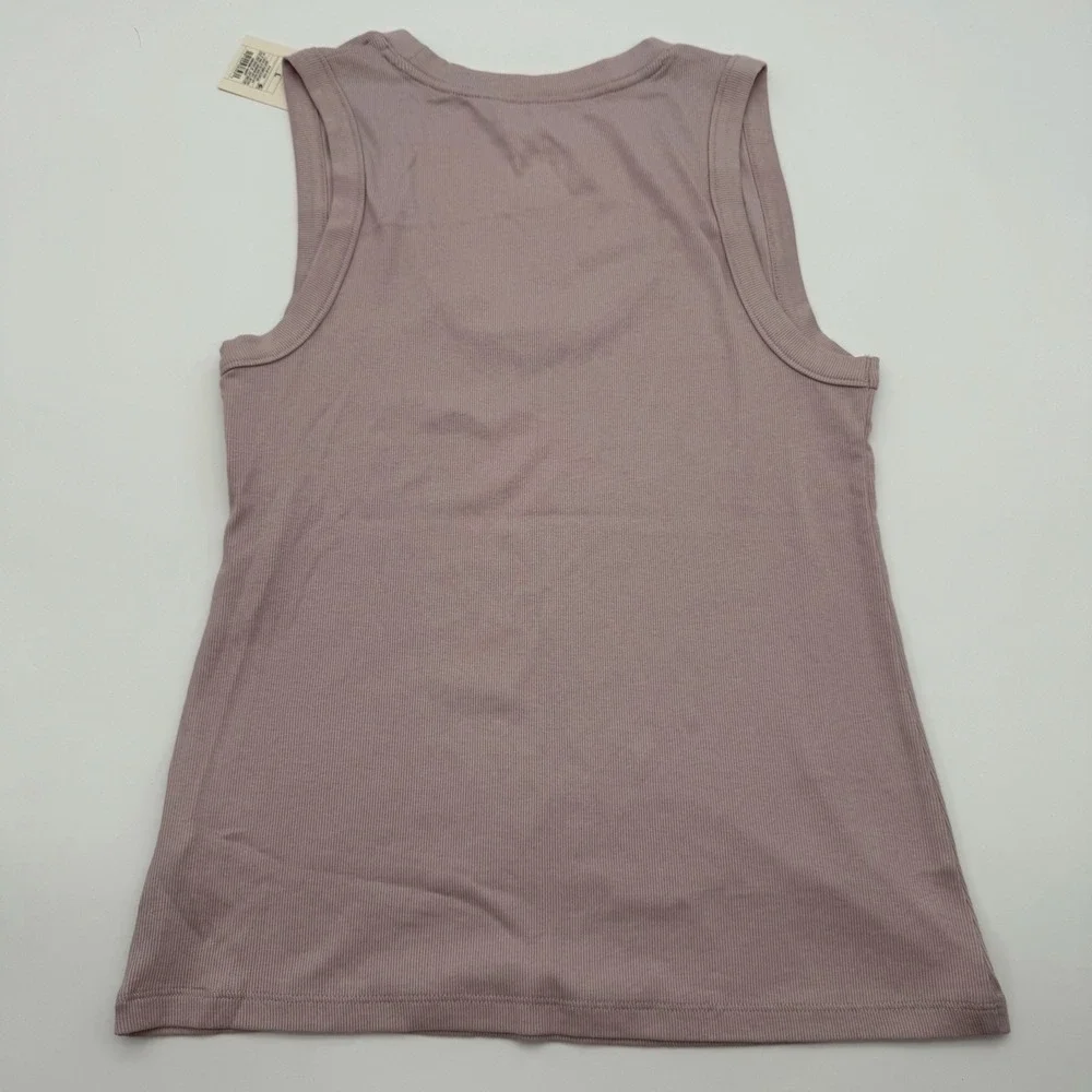 A New Day Womens Ribbed V-Neck Tank Top Light Mauve Purple Large NWT‎